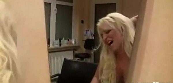  AMAZING german blonde girl fucked in barbershop - Great Body
